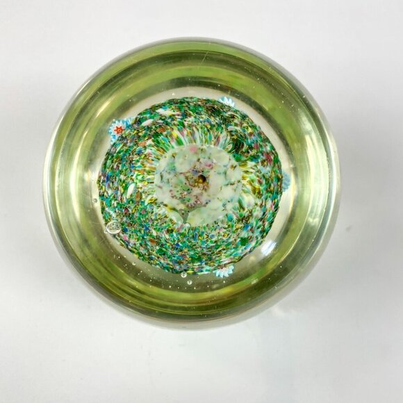 Murano Fratelli Toso Pink Blue Pastels Pentagon Millefiori Round Glass Paperweig - Picture 5 of 6